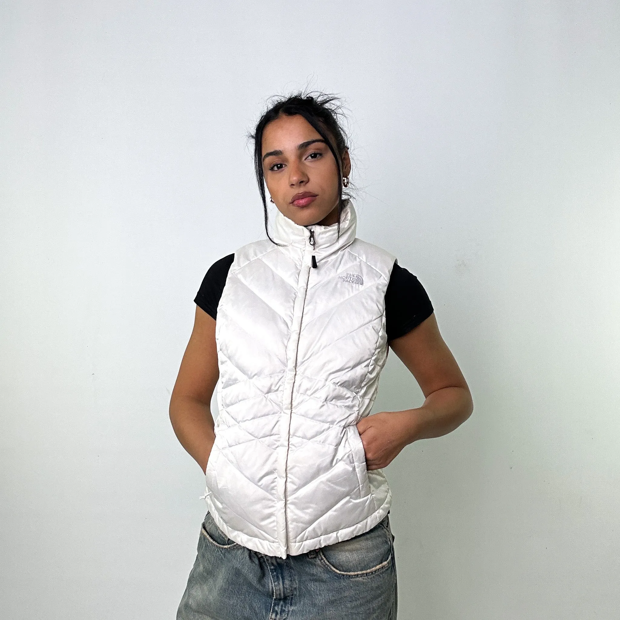 White 90s The North Face 550 Series Puffer Jacket Coat Gilet (S)