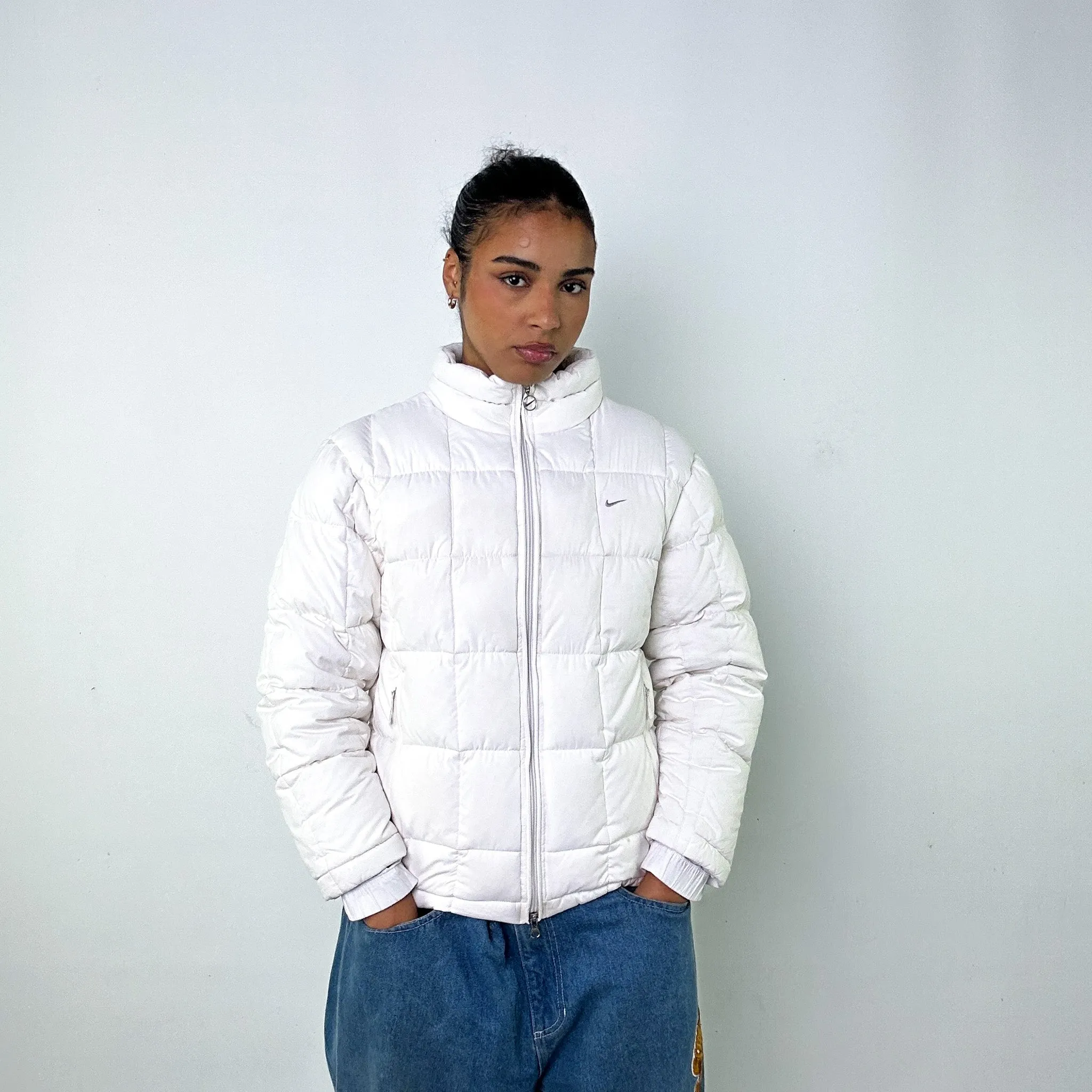 White y2ks NIKE Puffer Jacket Coat (L)