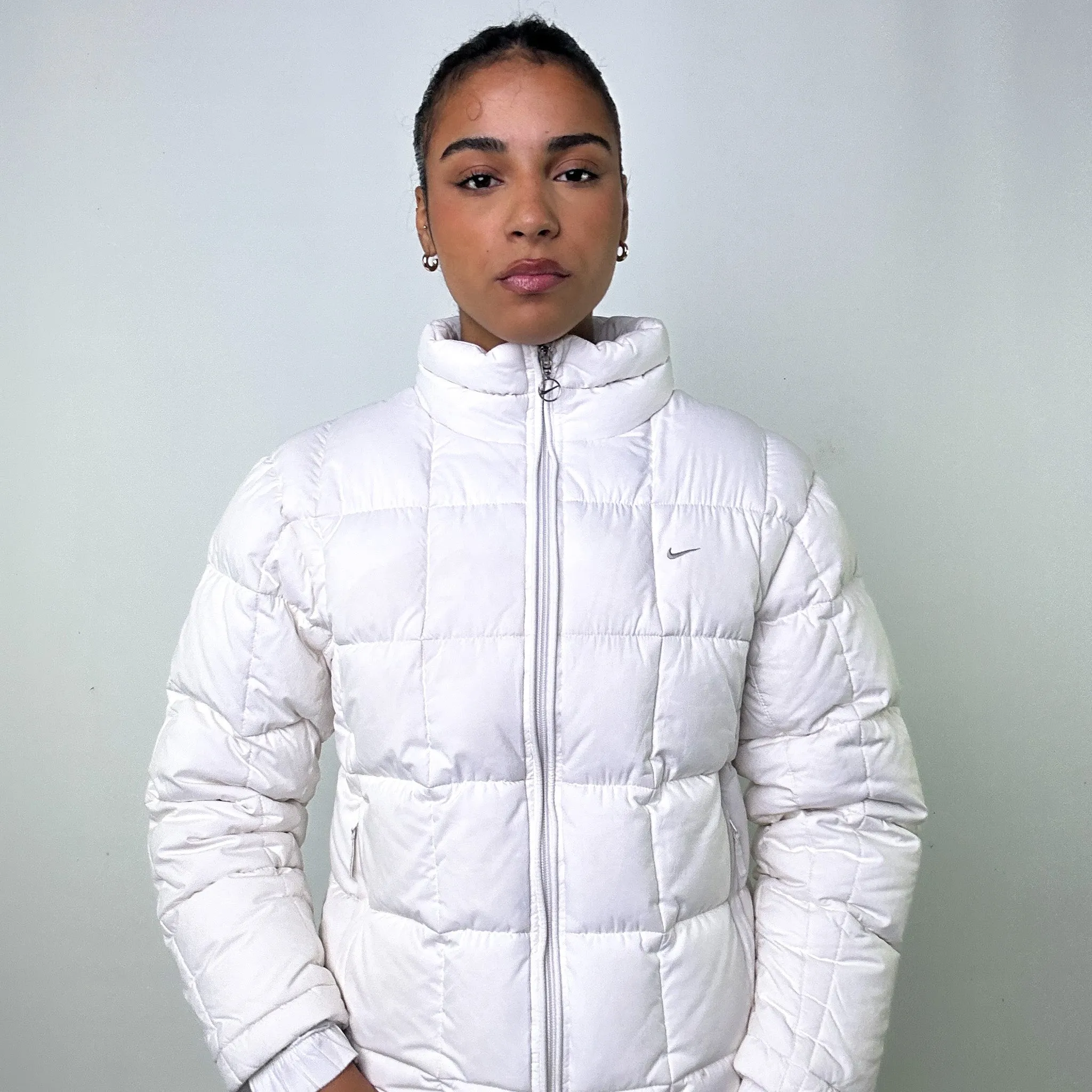 White y2ks NIKE Puffer Jacket Coat (L)