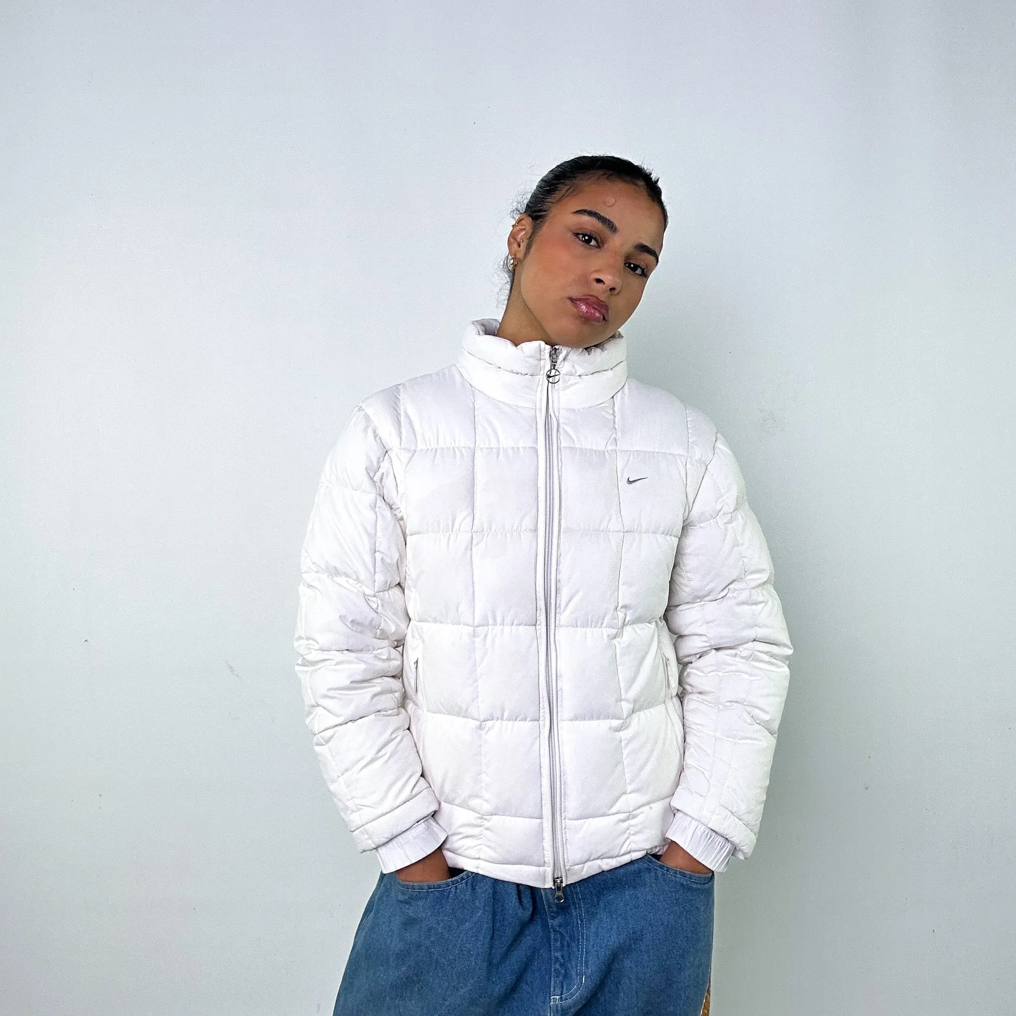 White y2ks NIKE Puffer Jacket Coat (L)