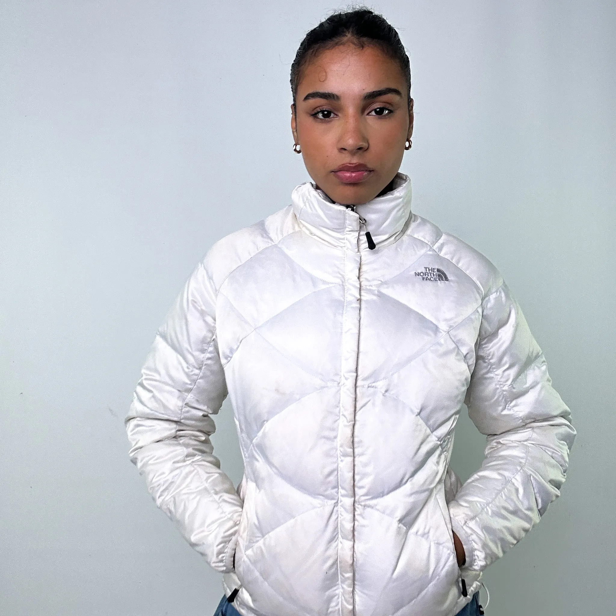 White y2ks The North Face Puffer Jacket Coat (M)