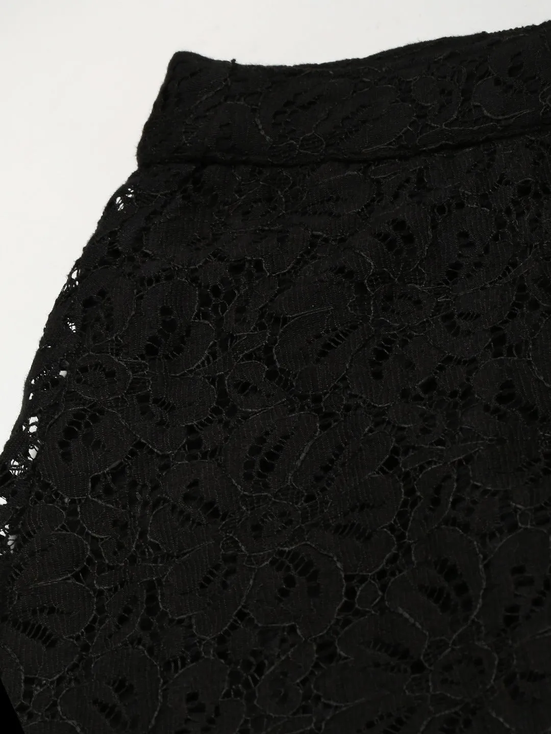 Women Black Lace A-Line Skirt