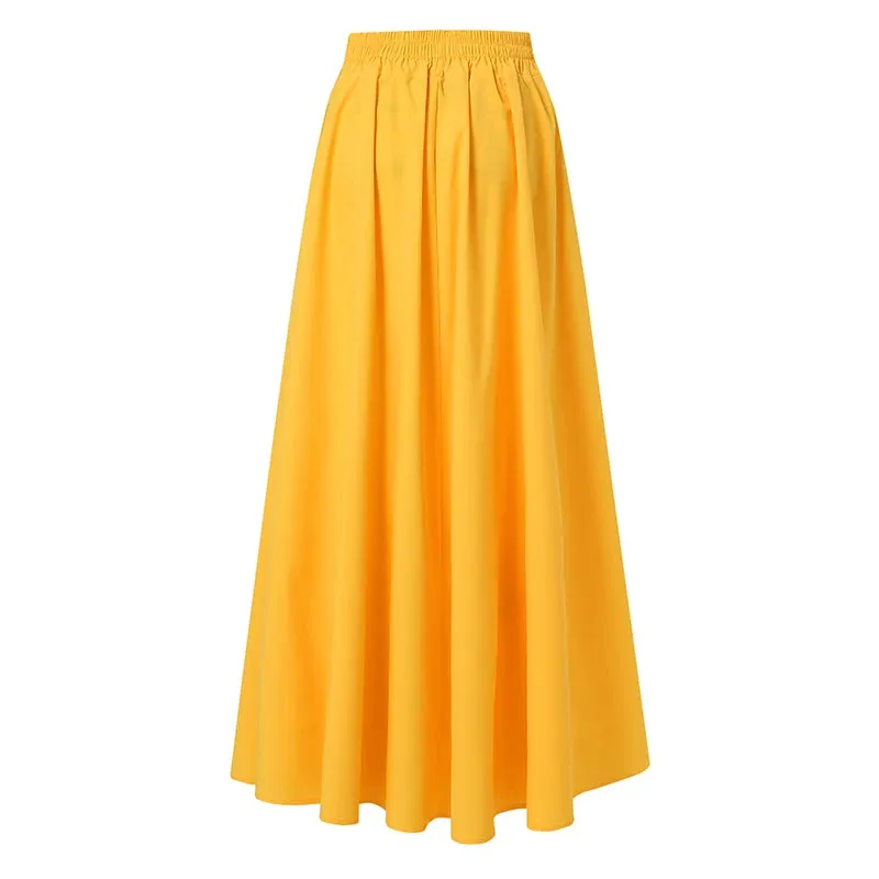 Women Fashion Maxi Skirts Elegant Long Party High Waist Solid