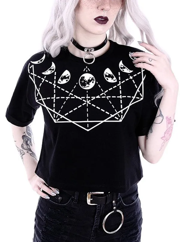 Women's Moon Geometry Crop Tee