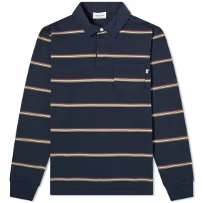 Wood Wood Beck Long Sleeve Rugby ShirtNavy Stripes