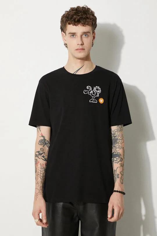 Wood Wood cotton T-shirt Ace x Garfield black color