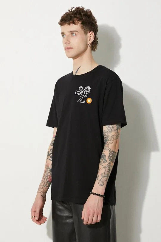 Wood Wood cotton T-shirt Ace x Garfield black color