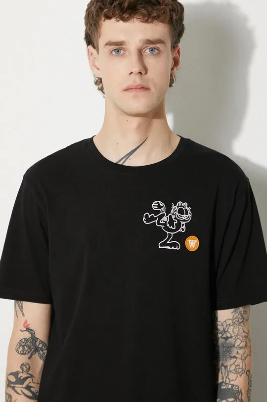 Wood Wood cotton T-shirt Ace x Garfield black color