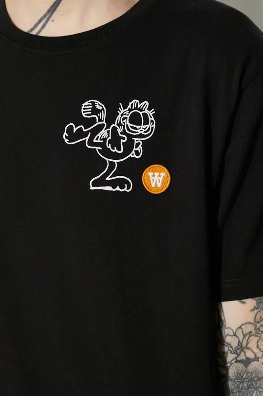 Wood Wood cotton T-shirt Ace x Garfield black color