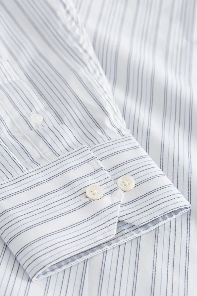 Wood Wood Nico poplin stripe blue shirt