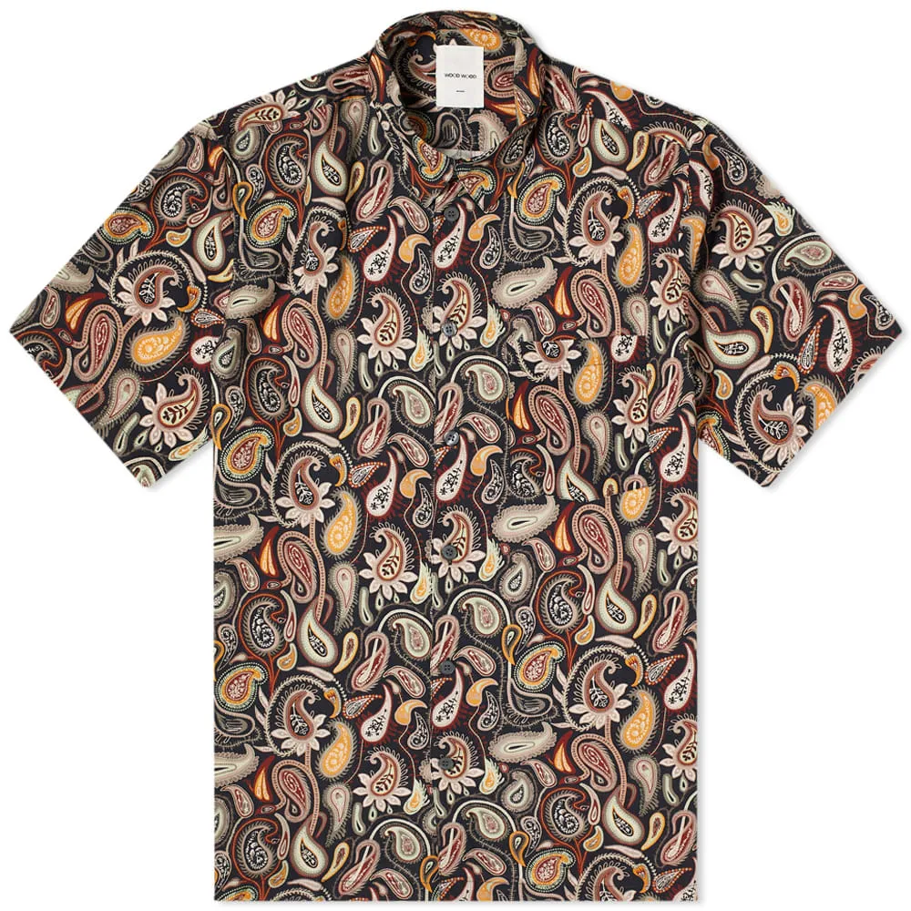 Wood Wood Thor Paisley Short Sleeve ShirtNavy Aop