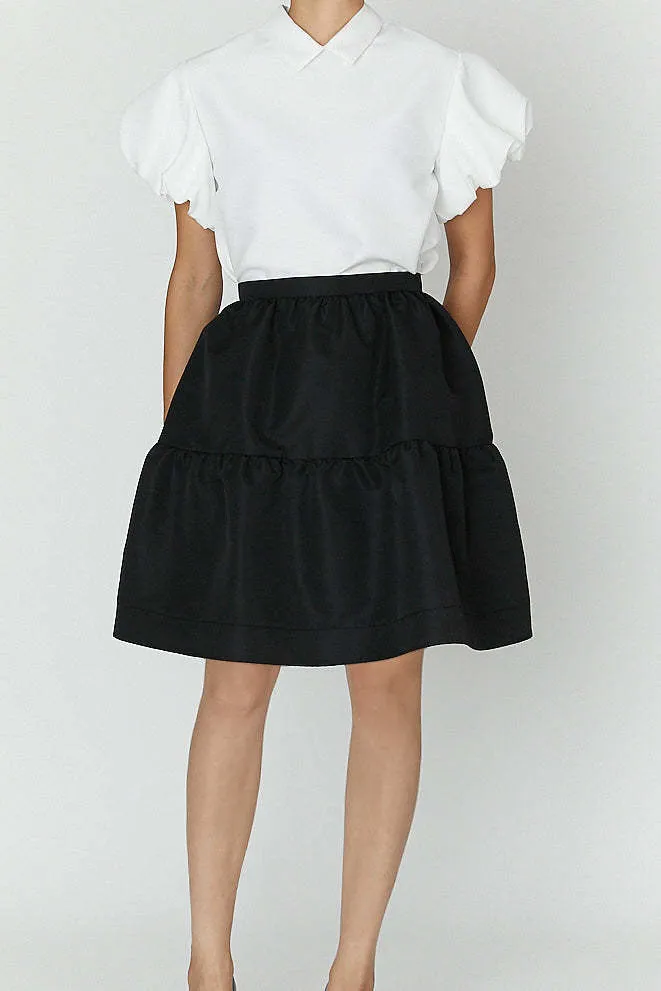 YOKOCHAN  |Plain Short Sleeves Puff Sleeves Shirts & Blouses