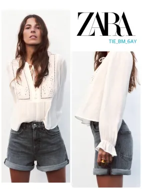 ZARA  |Casual Style Long Sleeves Plain Shirts & Blouses