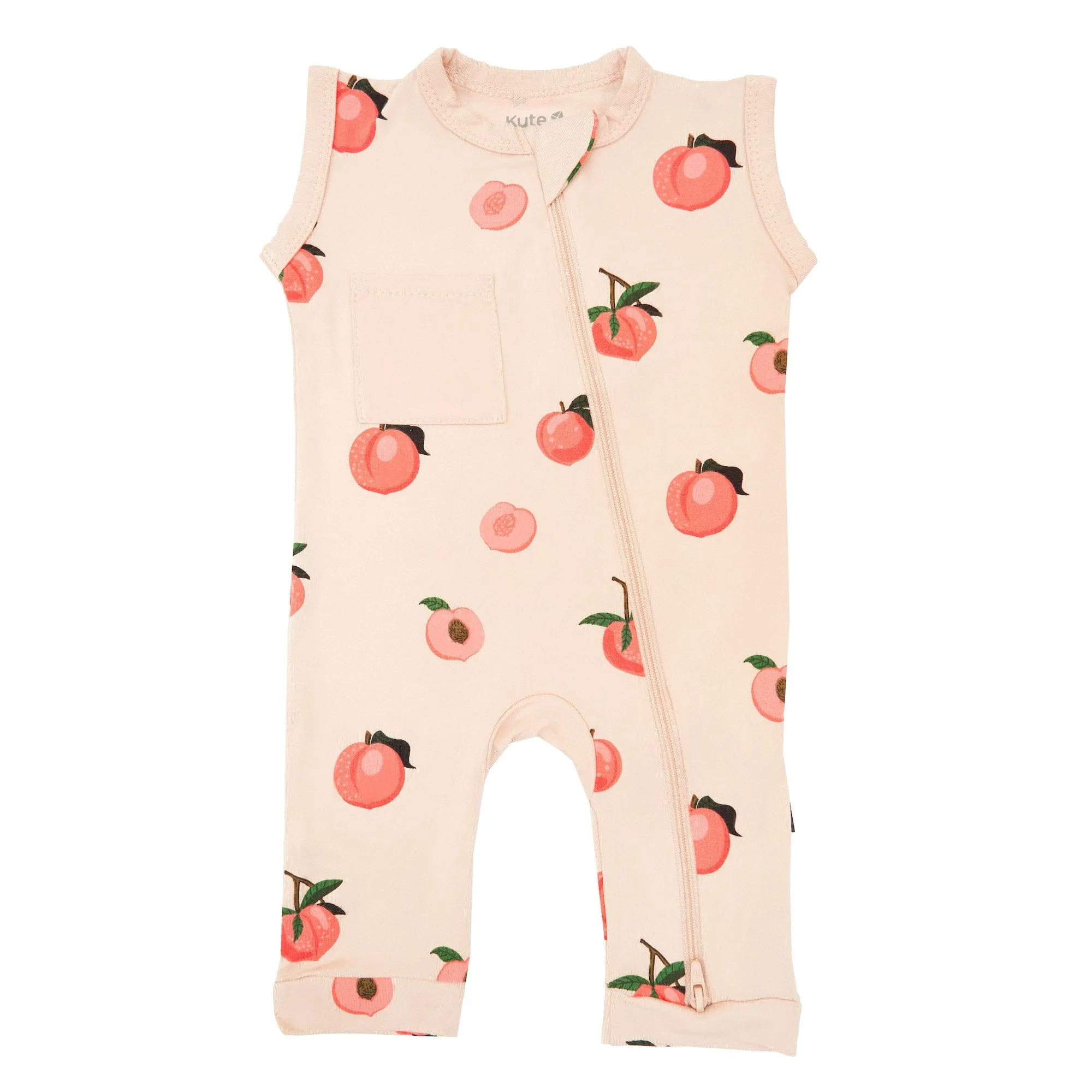 Zippered Sleeveless Romper in Peach