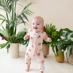 Zippered Sleeveless Romper in Peach